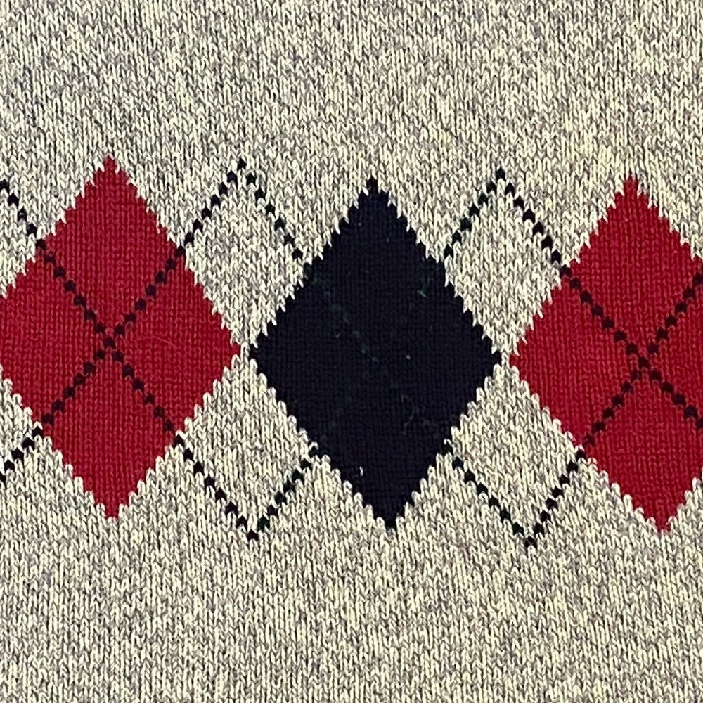 Tommy Hilfiger Sweater Argyle Cotton Knit Preppy Golf Men's Large Vintage Y2K - Picture 3 of 8
